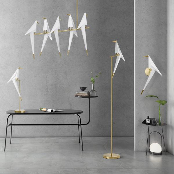 Knob Switch Nordic Art Unique Paper Cranes Birds Rose Gold Bedside Table Lamp