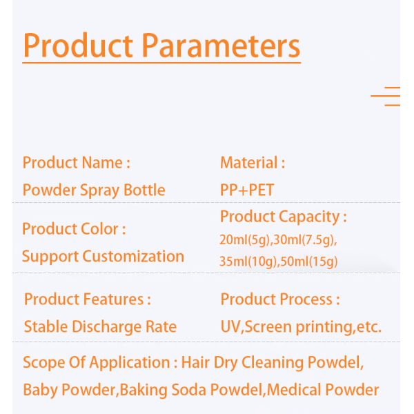 Long Nozzle PP Talcum Powder Spray Bottle for Barber Use with Controlled Dispensing