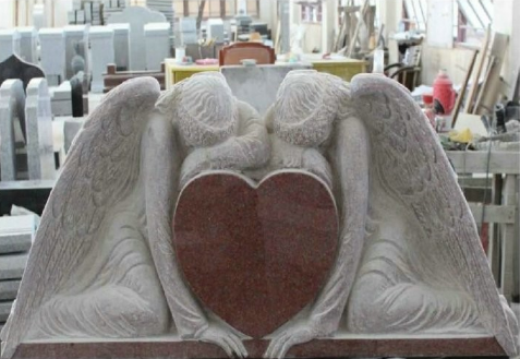 Red Polished Sketch Granite Memorial Headstones 37.6Mpa Bending Strength