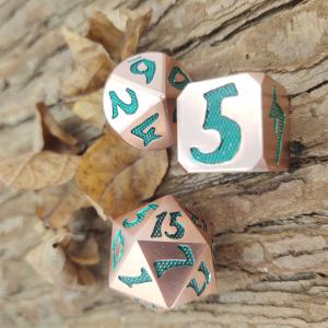 Quality Customized Funny Shape Dice Set Portable OEM Nontoxic Bulk Green Metal Copper for sale