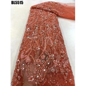 Top quality Dubai wedding dress handmade gold beaded lace embroidery african