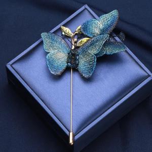 Quality Lightweight Versatile Dual Butterfly Brooch Handcrafted Nature Art Gold Embellished Custom Wing Patterns for sale