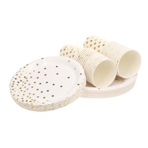 FDA 90 Pcs Disposable Dishware With Dinner Plate Beverage Cup