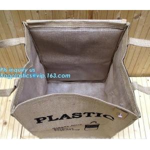 Lightweight collapsible jute fabric storage bin basket,Jute multifunctional