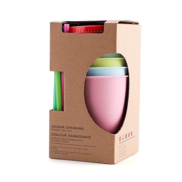 10 Oz Insulated Vacuum Tumbler Mug PP Cold Color Changing Party Cups Set 5pcs/Sets Juice Mugs