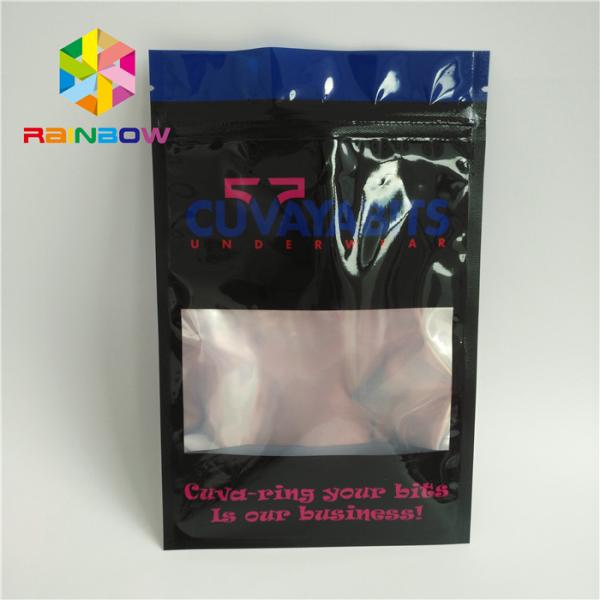Clear Front One Sided Foil Three Side Seal Black Mylar Bags With Window