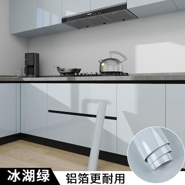 Furniture Films Modern Black High Glossy Peel Stick Wallpapers Self-Adhesive Heat Resistant Oil Water Proof Plain Color Kitchen Decoration Film