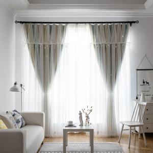 Linen Embroidered Sheer Panel Curtains 100% Polyester Blackout