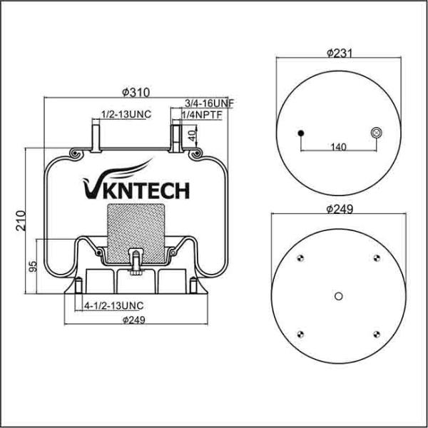 W01-358-91natural Rubber Air Bag Suspension Spring 1R12-132 Air Ride Suspension System Spare Parts Alloy Piston 9 10-12