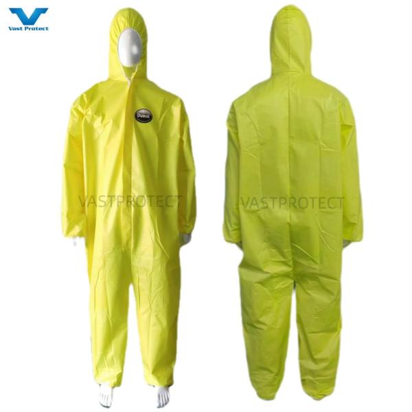 OEM Factory Industrial Yellow Chemical Proof ISO Hooded Disposable Coveralls