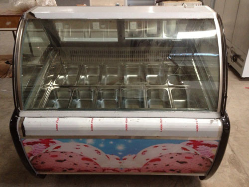 Ice Cream Display Freezer Curved Glass Door With Led Light Heating Wire