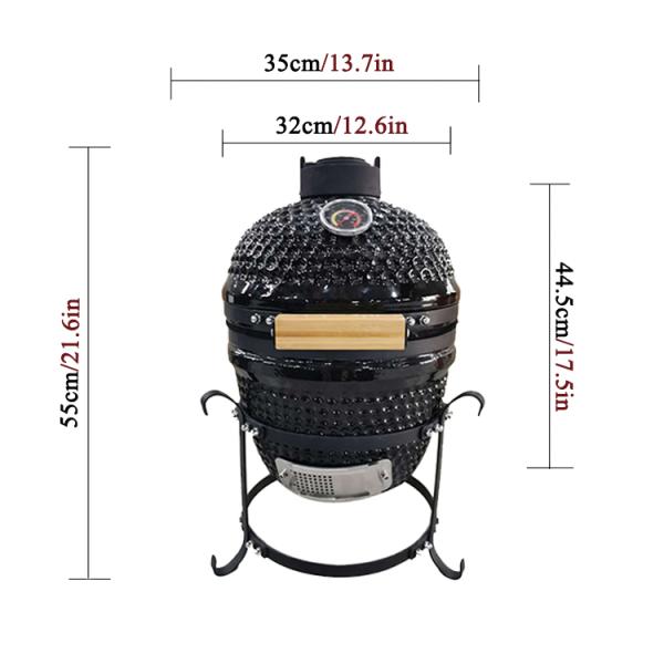 KIMSTONE 13 Zoll Kamado Grill Keramik Bbq Grill Mini Ceramic Smoker Kamado Ceramic Barbecue Grill
