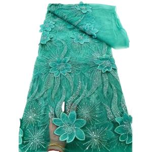 ladies dress 2023 heavy Handmade embroidery beaded bridal lace fabric white