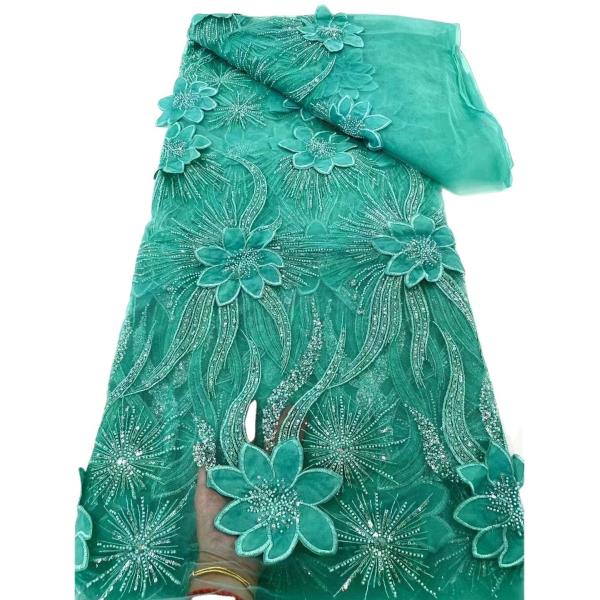 ladies dress 2023 heavy Handmade embroidery beaded bridal lace fabric white