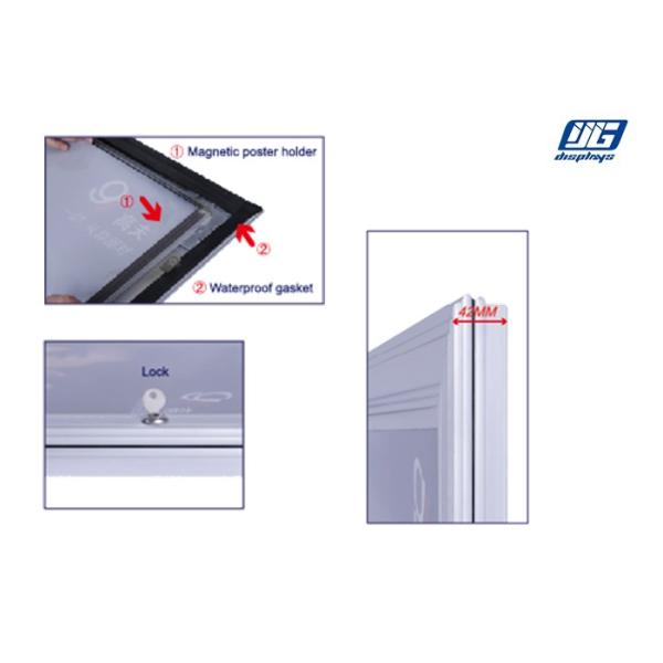 Hinged Lockable LED Light Box Aluminum Frame Silver / Black Max 2000x1000mm