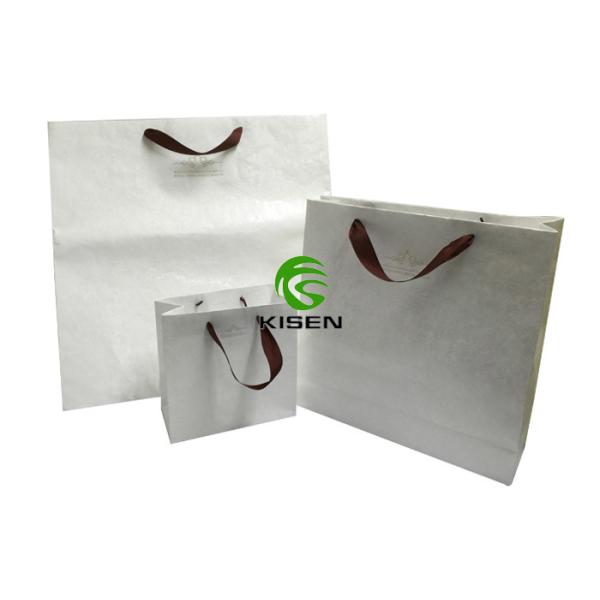 Elegant Luxury Paper Grocery Bags , Easy To Carry Plain Paper Bags With Ribbon