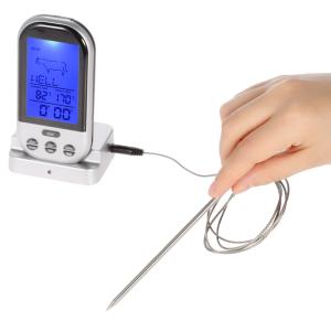 LCD Wireless Barbecue Timer Food Cooking Thermometer Digital Probe Meat