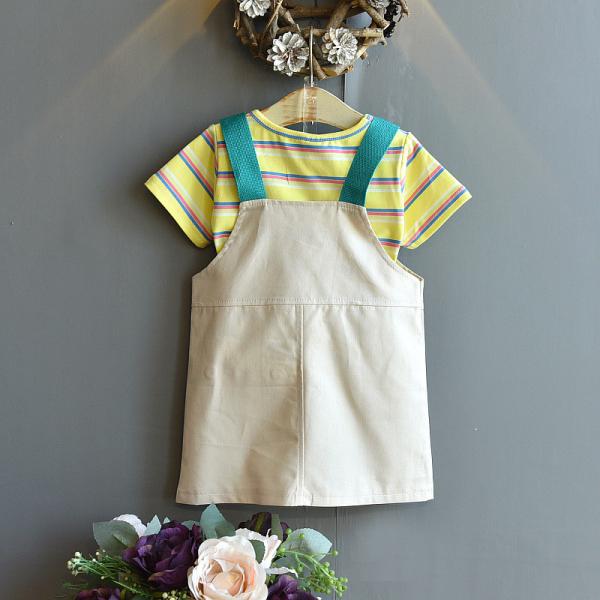 Buy 110cm Girls Cotton Summer Children'S Clothing 43in Short Sleeved Striped T Shirt at wholesale prices