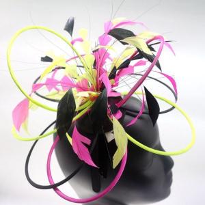 15x30cm Feather Fascinator Headband , Stripped Coque Flower Feather Headband
