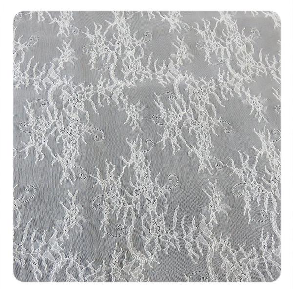 Wedding Dress Chantilly Lace 150x300cm / pc , Ivory Floral Fabric Scalloped Edged