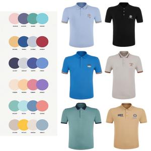 Men's Spring Summer Polo T Shirt with Knitted Fabric and Round Neck in 230 Gsm