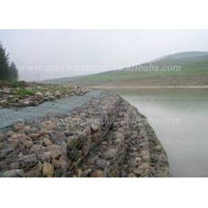 Hot Galvanized / Pvc Coated Mesh Gabion Baskets Stone Filled River Protect