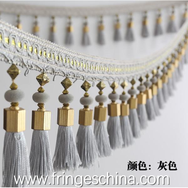Handmade fashionable chain beads lace tassels fringes for curtain/sofa/pillow/stage decoration