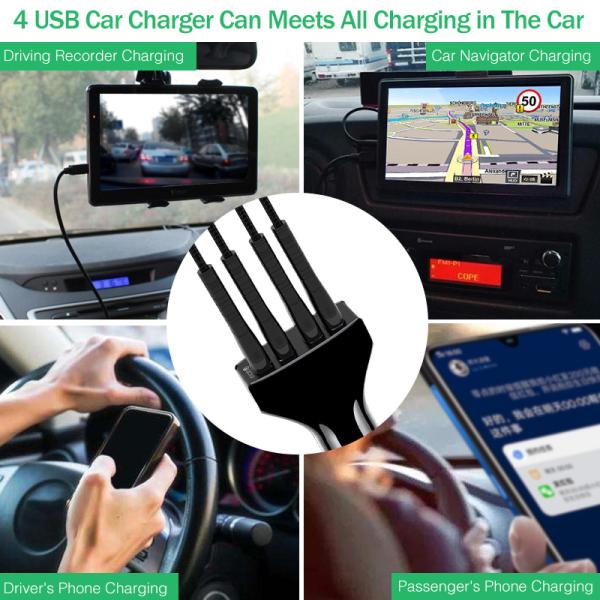 QC 3.0 Fast Car Phone Charger , 30W Multi USB Port Car Charger