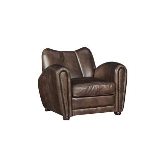 35'' Vintage Cigar Leather Leisure Armchair With brass nail heads handworkcraft