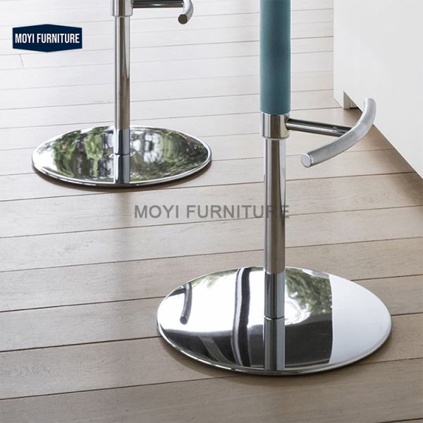 Commercial Furniture Stainless Steel Base Luxury Lift Bar Chair for KTV Home Kitchen Island Modern Rotating Leather Stools