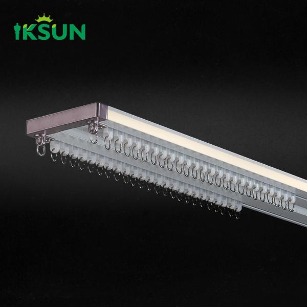Buy Patent Durable LED Double Hidden Ceiling Curtain Track  Sliding  Silent Wall  Light Curtain Rail at wholesale prices