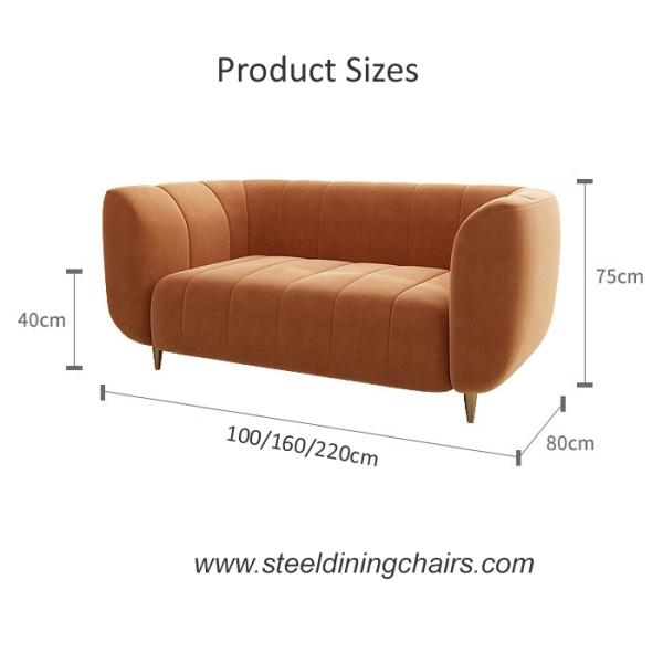 Luxury Restaurant Velvet Upholstered Leisure Lounge 75CM 100cm Two Seater Sofa