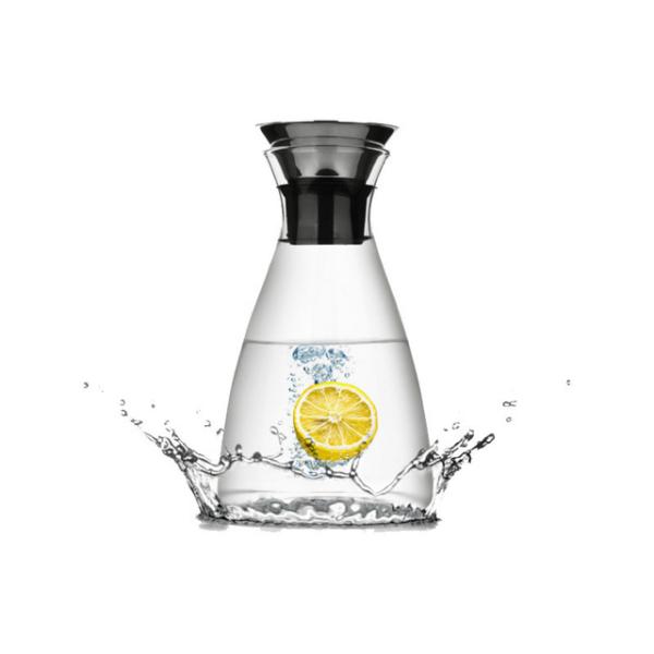 Heat Resistant Pyrex Clear Glass Water Pitcher , Glass Fruit Infusion Pitcher