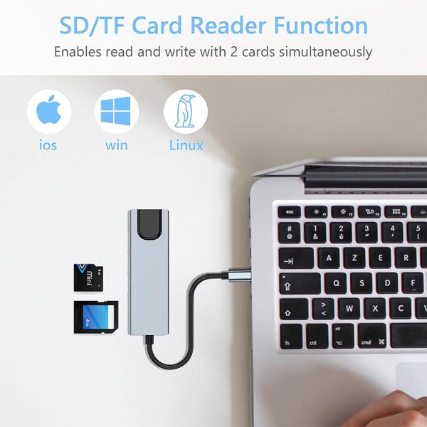 Gray USB C PD Docking Station for Laptop Function Charging Data Transfer Video Output