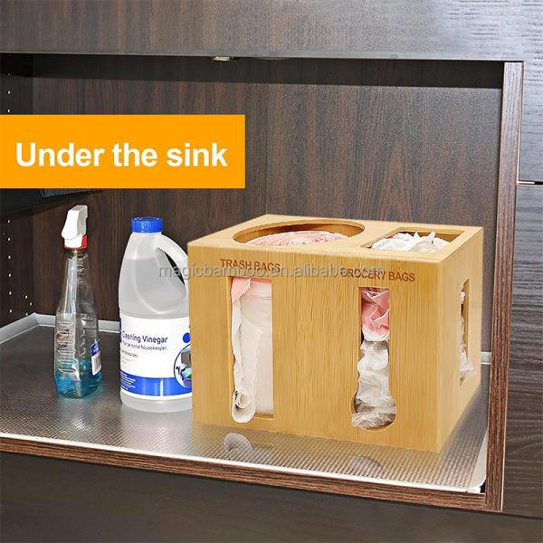 Multi-Functional Square Wall Mount Trash Bag Grocery Bag Storage Dispenser for Kitchen