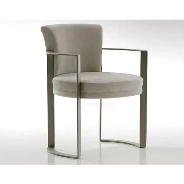 Minimalist Modern Armrest Velvet Leather Metal Dining Chair 65*58*80 cm Customized