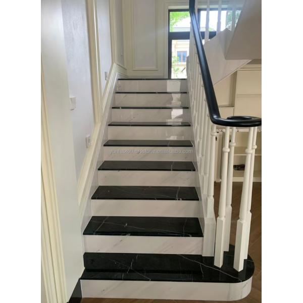 Modern Design Hotel Nero Marquina Big Slab Zimbabwe Black Marble Floors and Stairs