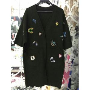 V neck short sleeve elegant mink cashmere coat