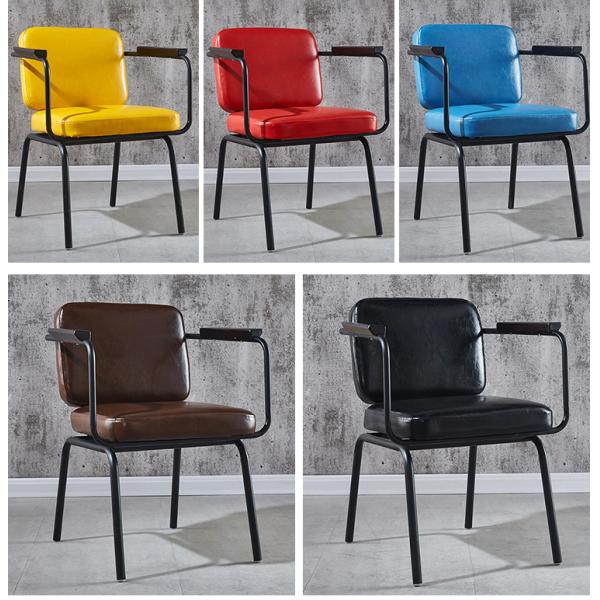 Metal Frame Restaurant Dining Room Chairs With Soft Leather Seats