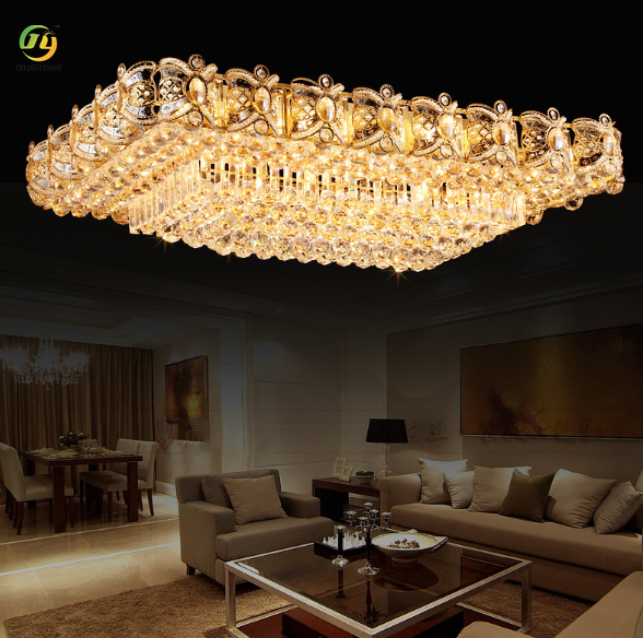 JYLIGHTLING High-End Elegant Rectangular Living Room Dining Room Crystal LED Ceiling Light