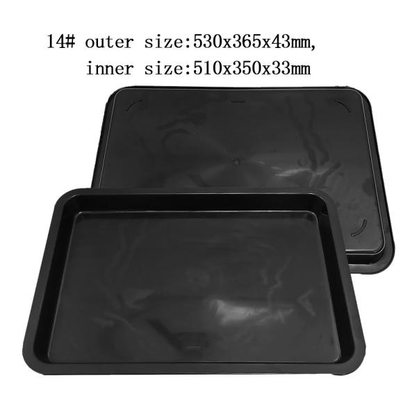 530x365x43mm ESD Antistatic Square Trays Black Plastic Rectangular Shallow ESD