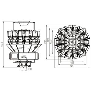Snack Food 8A 1220mm 10 Head Multihead Weigher