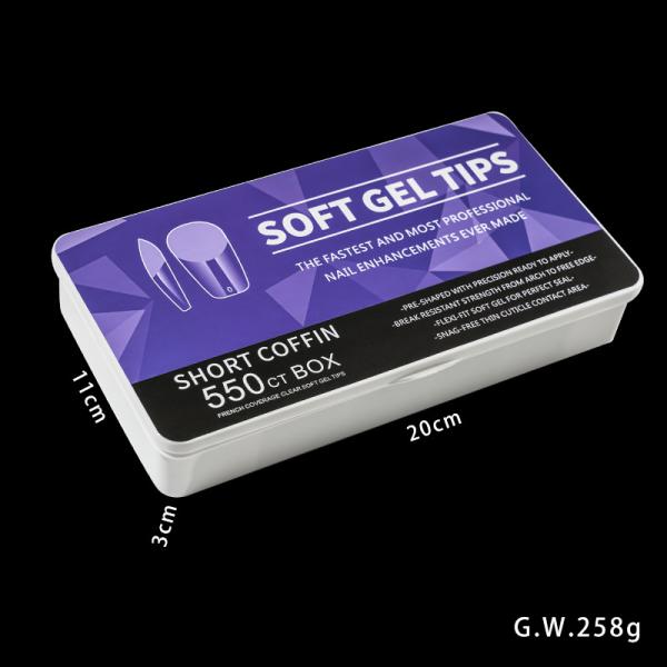 550 PCS High Quality Wholesale Full Cover French Transparent Oval Extension Fake Nails for Manicure Tools