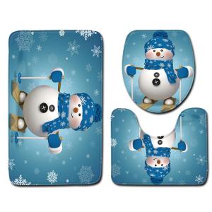 China Snowman Christmas Bath Mat Set Anti Skid Restroom Mat Set on sale