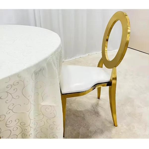 Luxury Round Back Party Outdoor Indoor Wedding Event Banquet Gold O Back Chairs Cushion Seat Hotel Dining Chairs