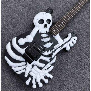 Top Quality 6 Strings Bones Black Skull Electric Guitar