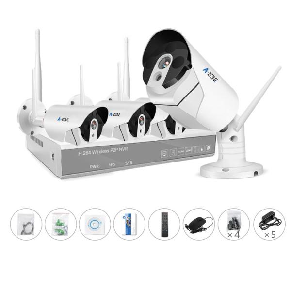 1.0MP 720P 4 Wireless CCTV Camera Kit , House Security Camera Kit