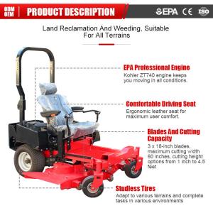 China Manufacture Commercial Zero Turn Mower Autonomous Sickle Bar Lawn Mower