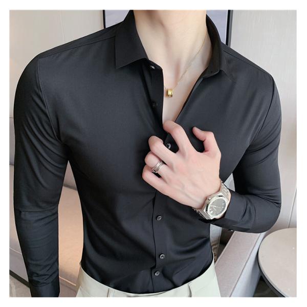 Autumn DRESS SHIRTS Business Casual Custom Long Sleeve Solid Cotton Slim Fit Men Shirt