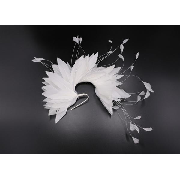 Goose Feather Hair Decoration Wire Accessory and Coque Flower Mount with Stripped Hackle